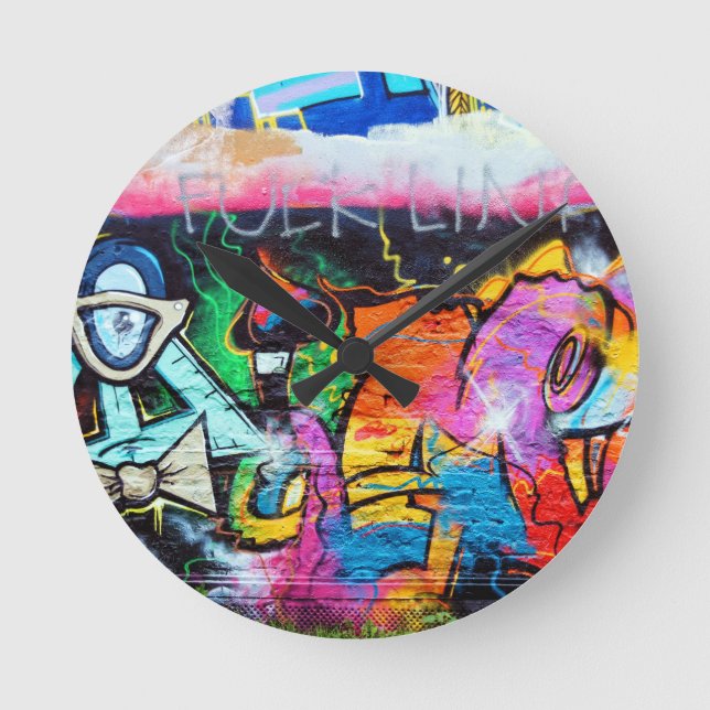Horloge Ronde graffiti Couleurs Peinture d'art (Recto)