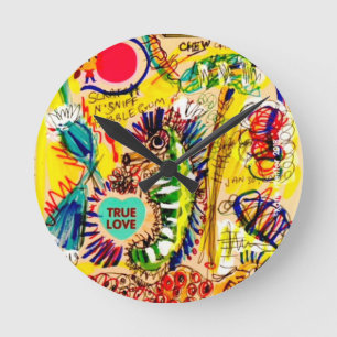 Horloge Ronde graffiti d'hippocampe