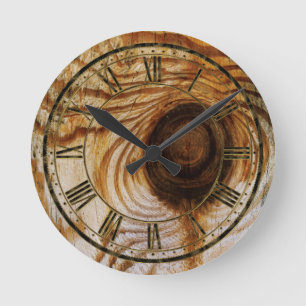 Horloge Ronde Grain de bois avec noeud
