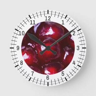 Horloge Ronde Graines de grenade rouge