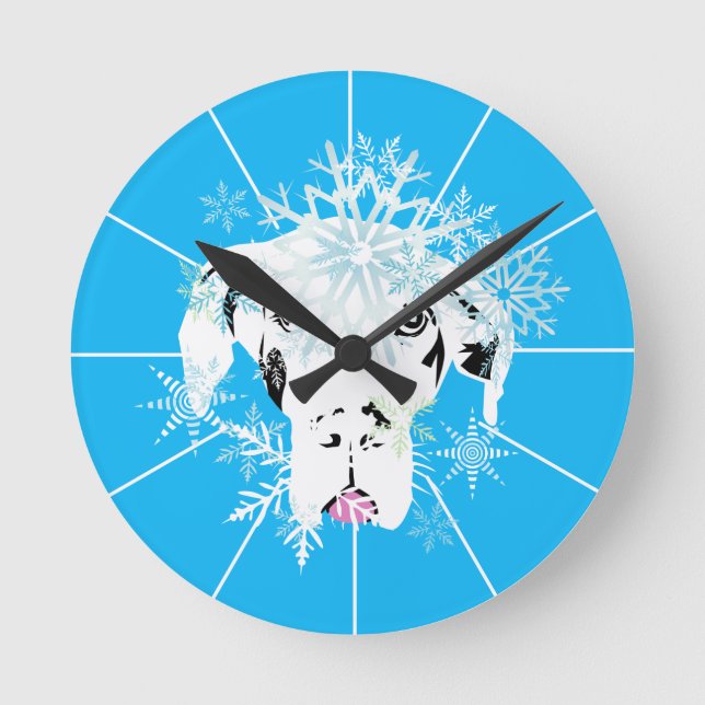 Horloge Ronde Grand Danois bleu (Recto)