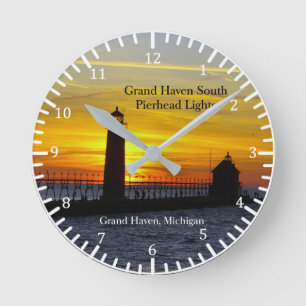 Horloge Ronde Grand Haven South Pierhead Coucher du soleil 2