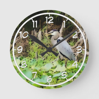 Horloge Ronde Grand héron bleu