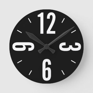 Horloge Ronde Grand nombre blanc moderne sur arrière - plan noir