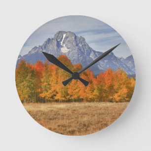 Horloge Ronde Grand Teton NP, Mount Moran et peupliers faux-trem