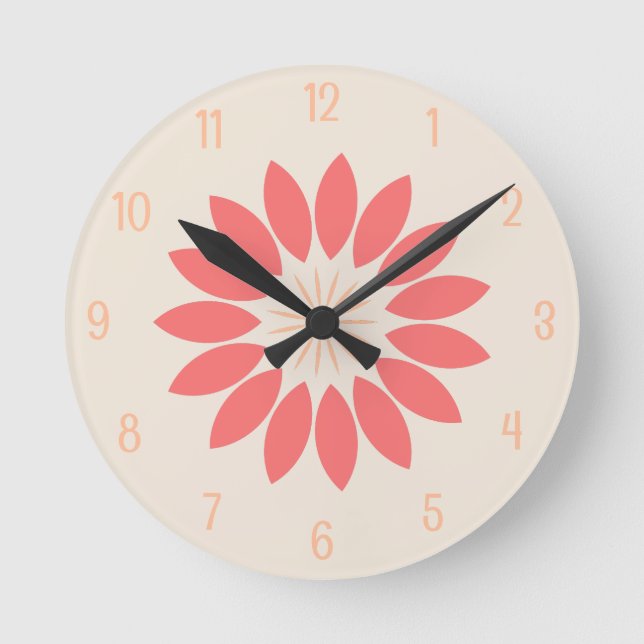 Horloge Ronde Grande Fleur de Corail sur Crème (Recto)