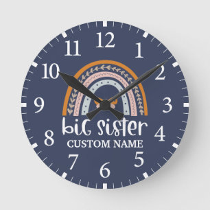 Horloge Ronde Grande sœur personnalisée Bohème Arc-en-ciel & Pap