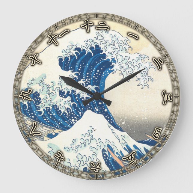Horloge Ronde Grande vague au large de Kanagawa, Art japonais, H (Recto)