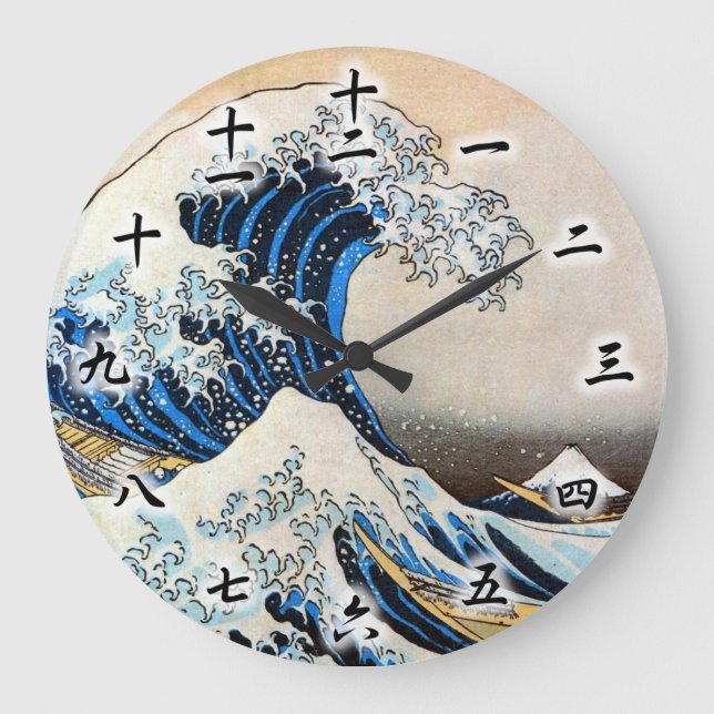 Horloge Ronde Grande vague, Hokusai, Ukiyo-e (Recto)