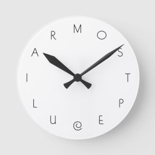 Horloge Ronde Grandes lettres noires blanches inhabituelles