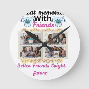 Horloge Ronde Grands Souvenirs avec des Amis Cadeau Personnalisé
