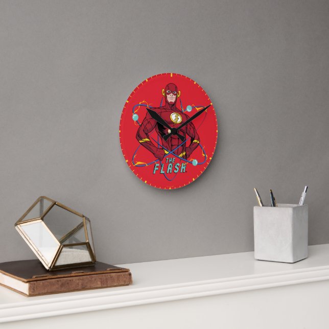Horloge Ronde Graphique atomique Flash de dessin (Bureau)