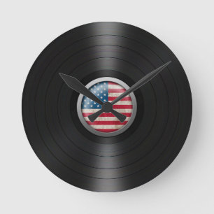 Horloge Ronde Graphique d'album de disque vinyle de drapeau