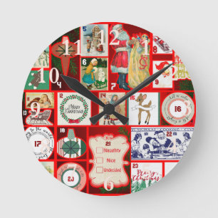 Horloge Ronde Graphique hique hivernal de Noël de l'Avent