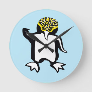 Horloge Ronde Graphique mignon PENGUIN - bleu océan