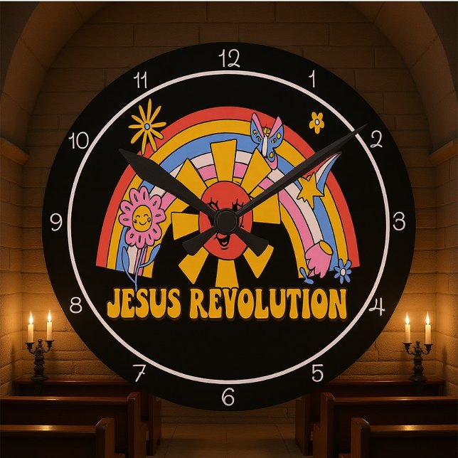 Horloge Ronde Graphisme de la Révolution de Jésus (Créateur téléchargé)