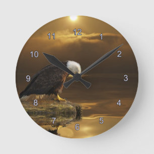 Horloge Ronde Gratitude Bald Eagle Spiritual Wildlife Clock