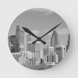 Horloge Ronde gratte-ciel de Philly noir et blanc