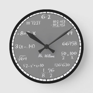 Horloge Ronde Gray Math Equations Custom Large Clock