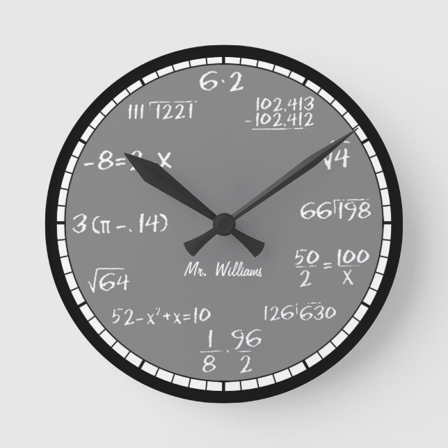 Horloge Ronde Gray Math Equations Custom Large Clock (Recto)