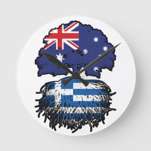 Horloge Ronde Grèce Australian Australie drapeau des racines de 