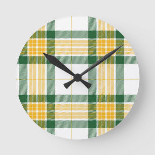 Horloge Ronde Green and yellow tartan Acrylic Wall Clock