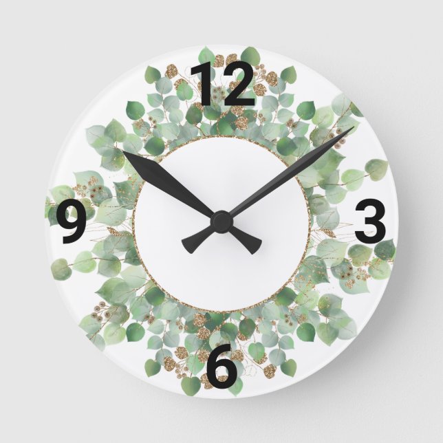Horloge Ronde Green Botanical White Gold WALL CLOCK (Recto)