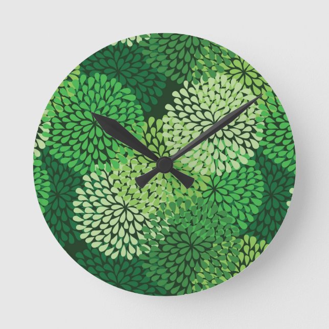 Horloge Ronde Green floral pattern (Recto)