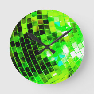 Horloge Ronde Green Funky Disco Ball