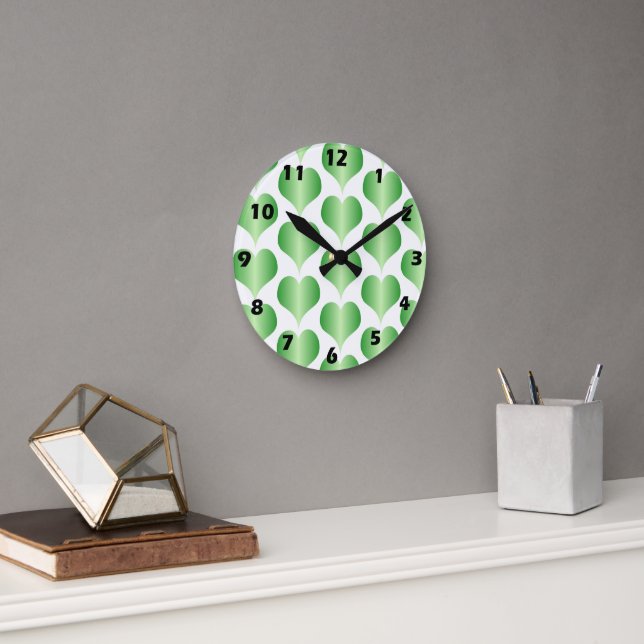 Horloge Ronde Green Hearts Design (Bureau)