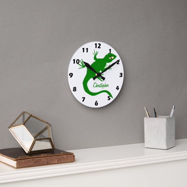Horloge Ronde Green Lizard Design Personalised (Bureau)