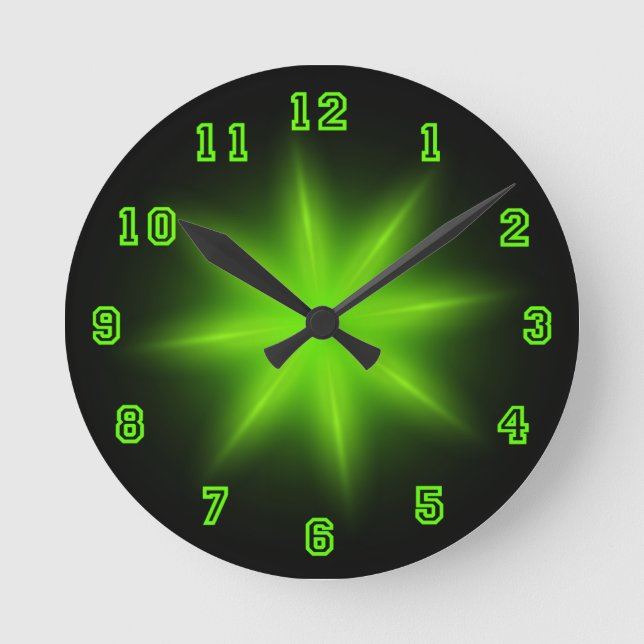 Horloge Ronde Green Neon Star 8" (Recto)
