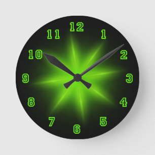 Horloge Ronde Green Neon Star 8"