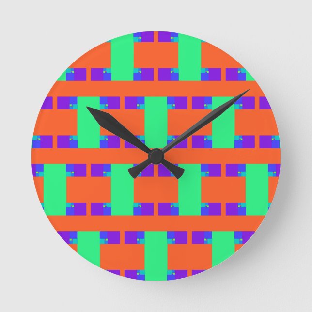 Horloge Ronde green orange purple abstract art pattern  (Recto)