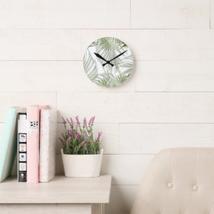 Horloge Ronde Green Palm Bliss 1 #art #naturel