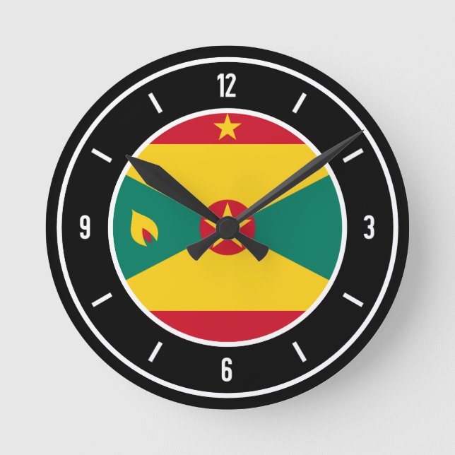 Horloge Ronde Grenada Flag Elegant (Recto)