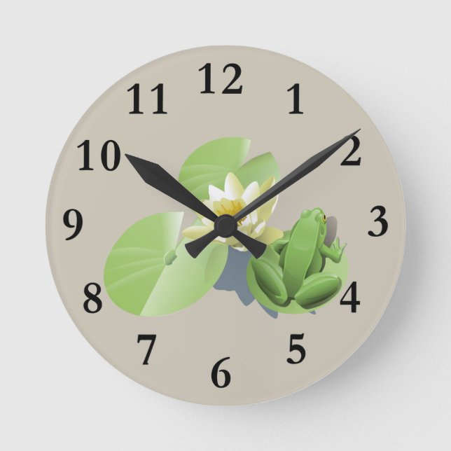 Horloge Ronde Grenouille Sur L'Horloge Lilypad (Recto)