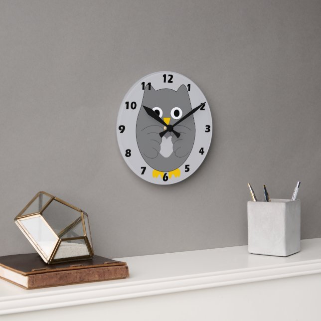 Horloge Ronde Grey Owl Design (Bureau)