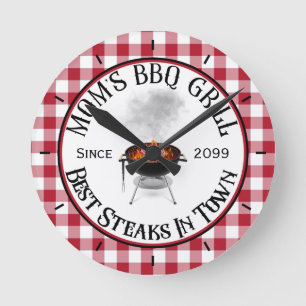 Horloge Ronde Gril de BBQ de Maman Meilleurs Steaks En Ville