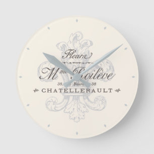 Horloge Ronde Gris de French Fleur de Lis Chatellerault
