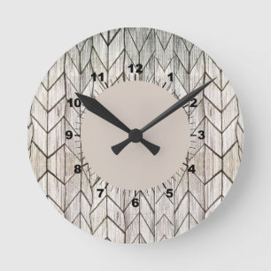 Horloge Ronde Gris Gris Vintage Géométrique Noir et Blanc