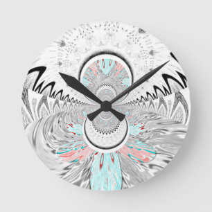 Horloge Ronde Gris Kaleidoscope Art