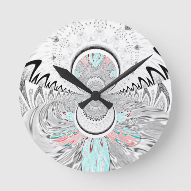 Horloge Ronde Gris Kaleidoscope Art (Recto)