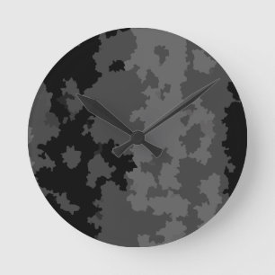 Horloge Ronde Gris Noir Motif Abstrait Irrégulier Design