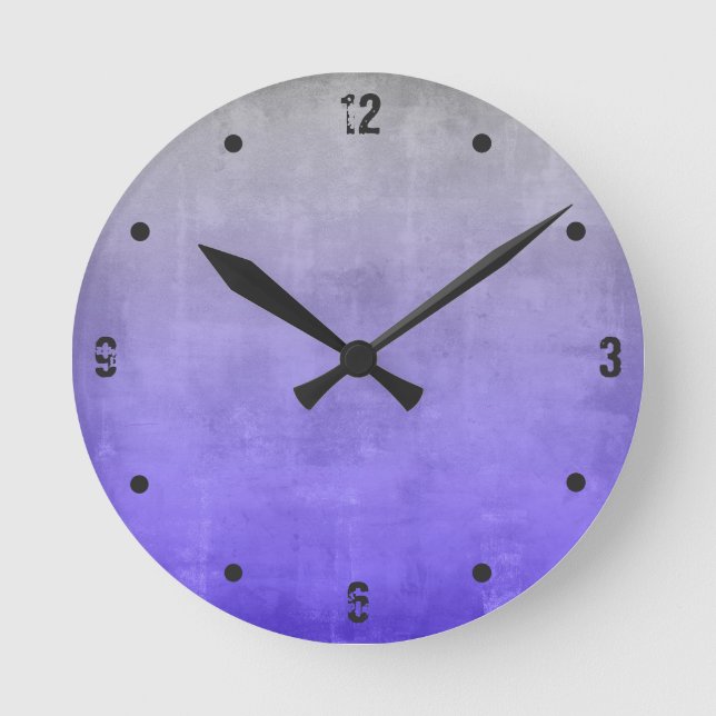 Horloge Ronde Gris Violet Bleu Moderne Rustique Abstrait (Recto)