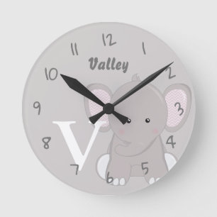 Horloge ronde grise personnalisée pour bébé