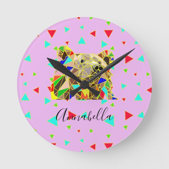 Horloge Ronde Grizzly Bear Rose (Recto)