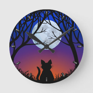 Horloge Ronde Gros Cat Clock Cute Cat Lover Wall Clocks & Decor