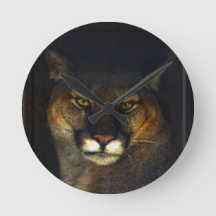 Horloge Ronde Gros Chat Cougar Mountain Lion Art Design