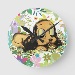Horloge Ronde gros oeil dormir Chien Chien Chien Chien Chien Chi